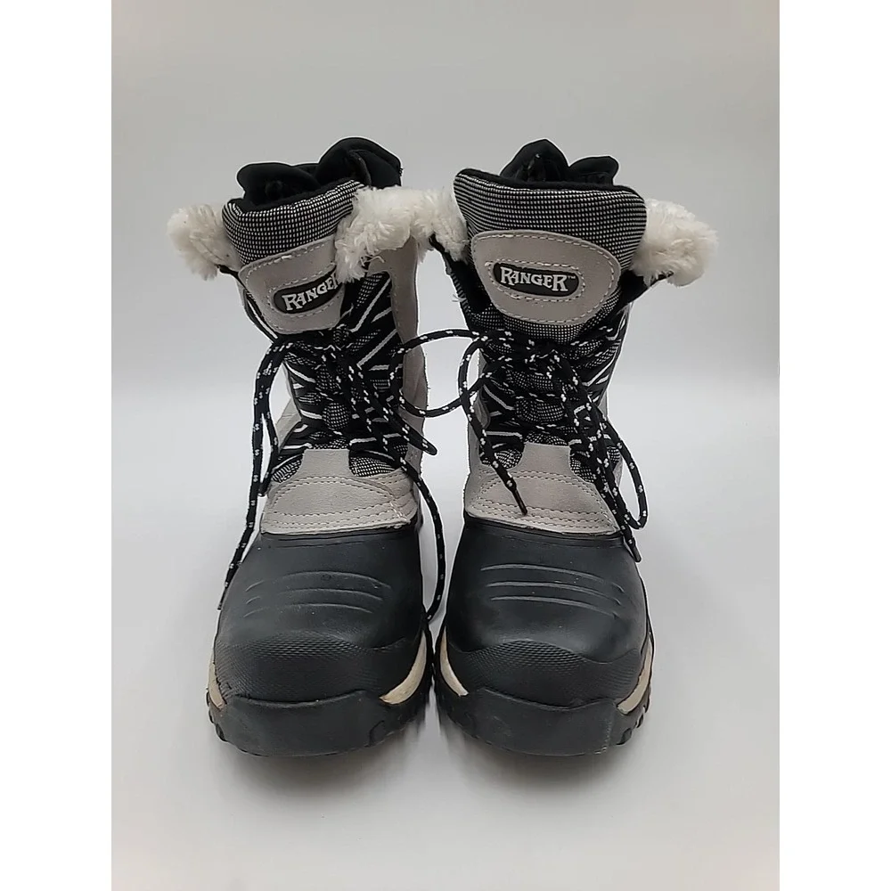 Ranger Winter Snow Boots Women's Size 8‎ Gray Black Faux Fur Thermolite Lined